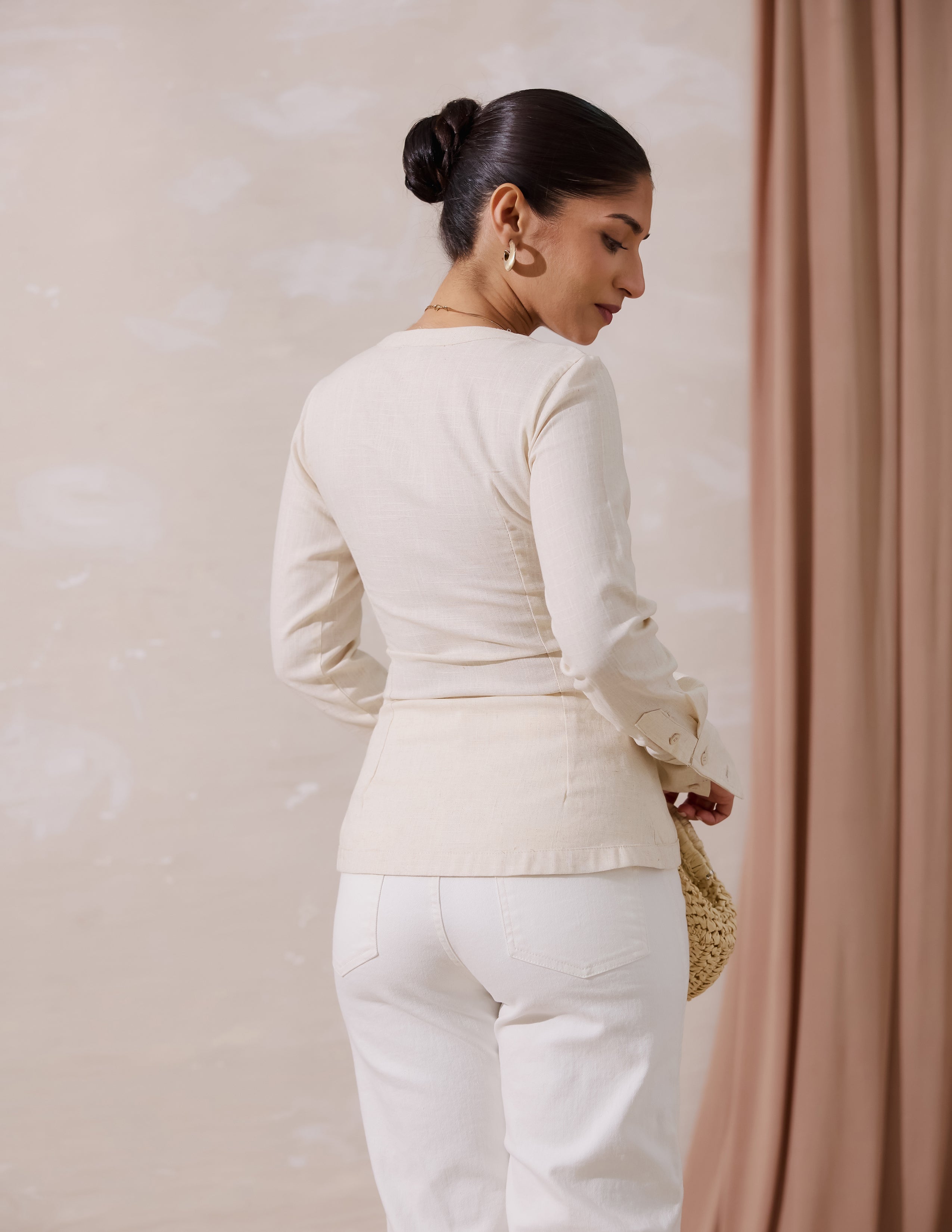 Front Pleated Long Sleeved Top