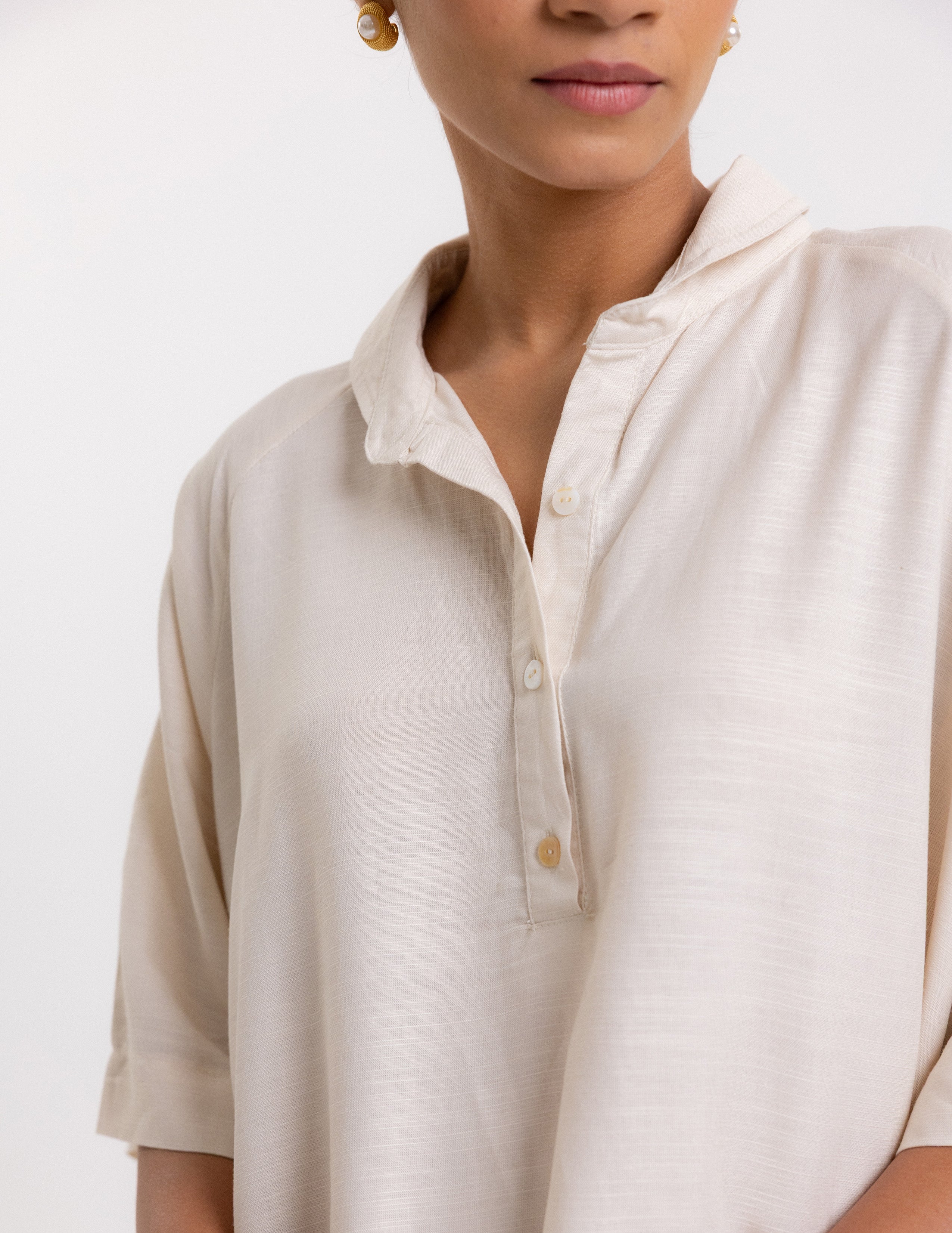 Half Placket Cropped Shirt