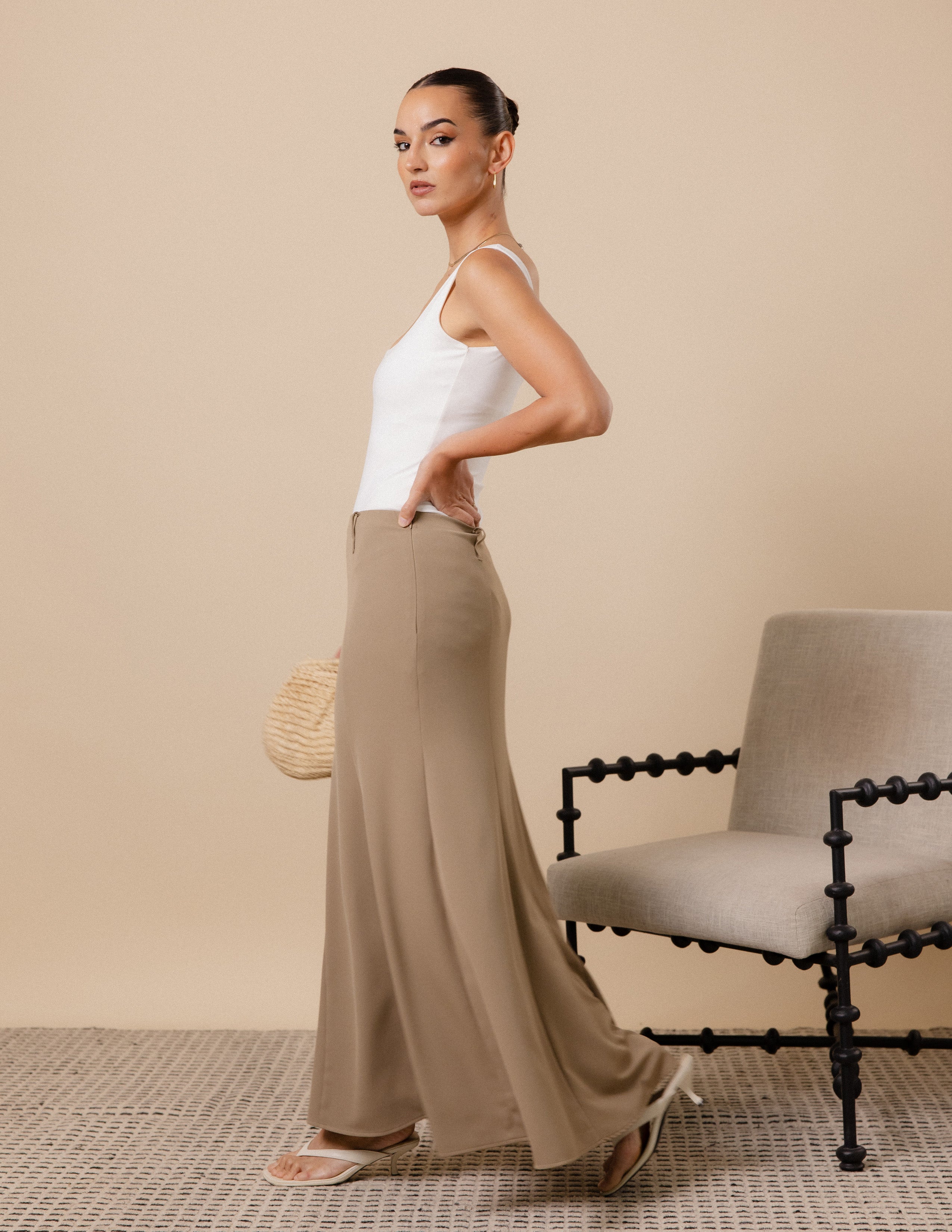 Panel Detail Flared Skirt
