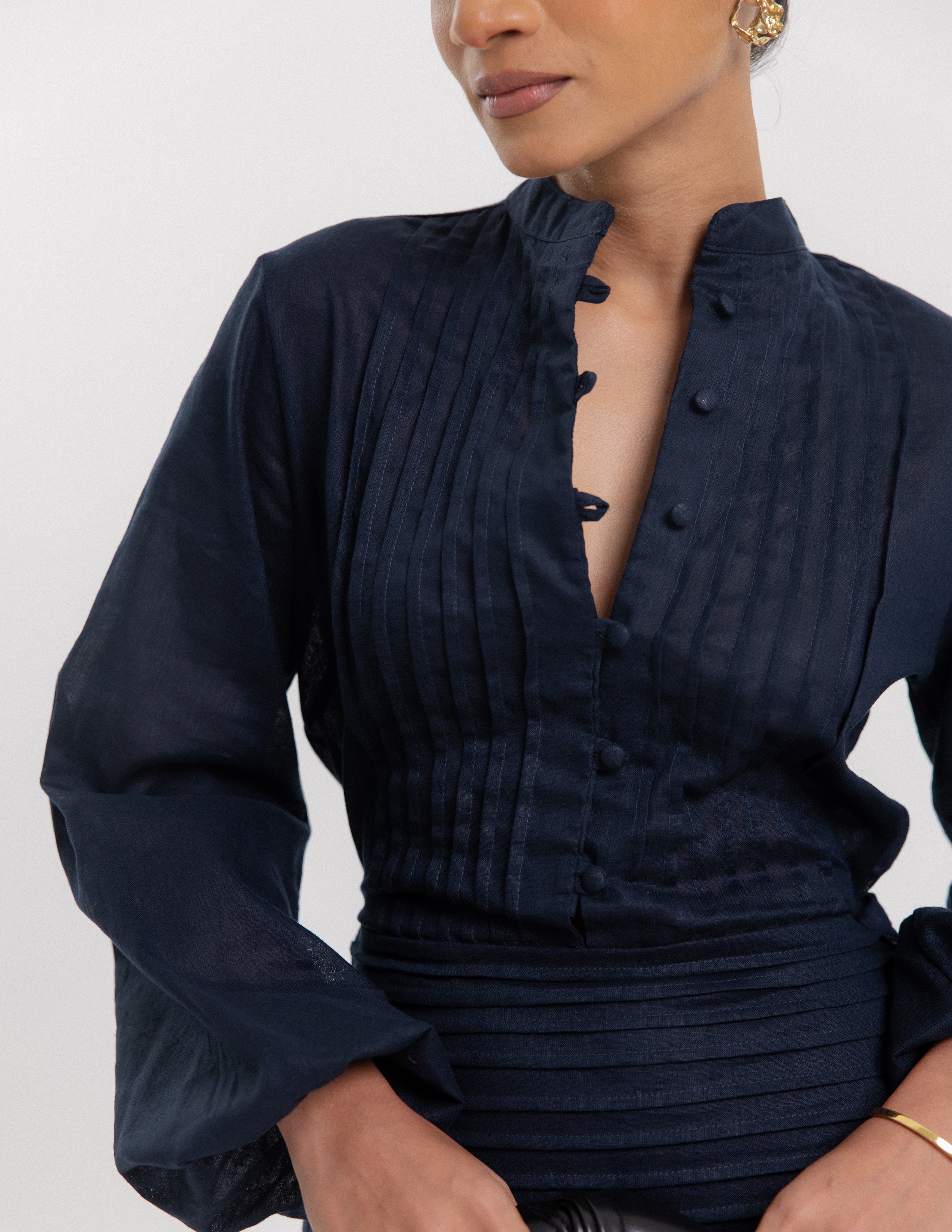 Pintuck Detail Mini Dress