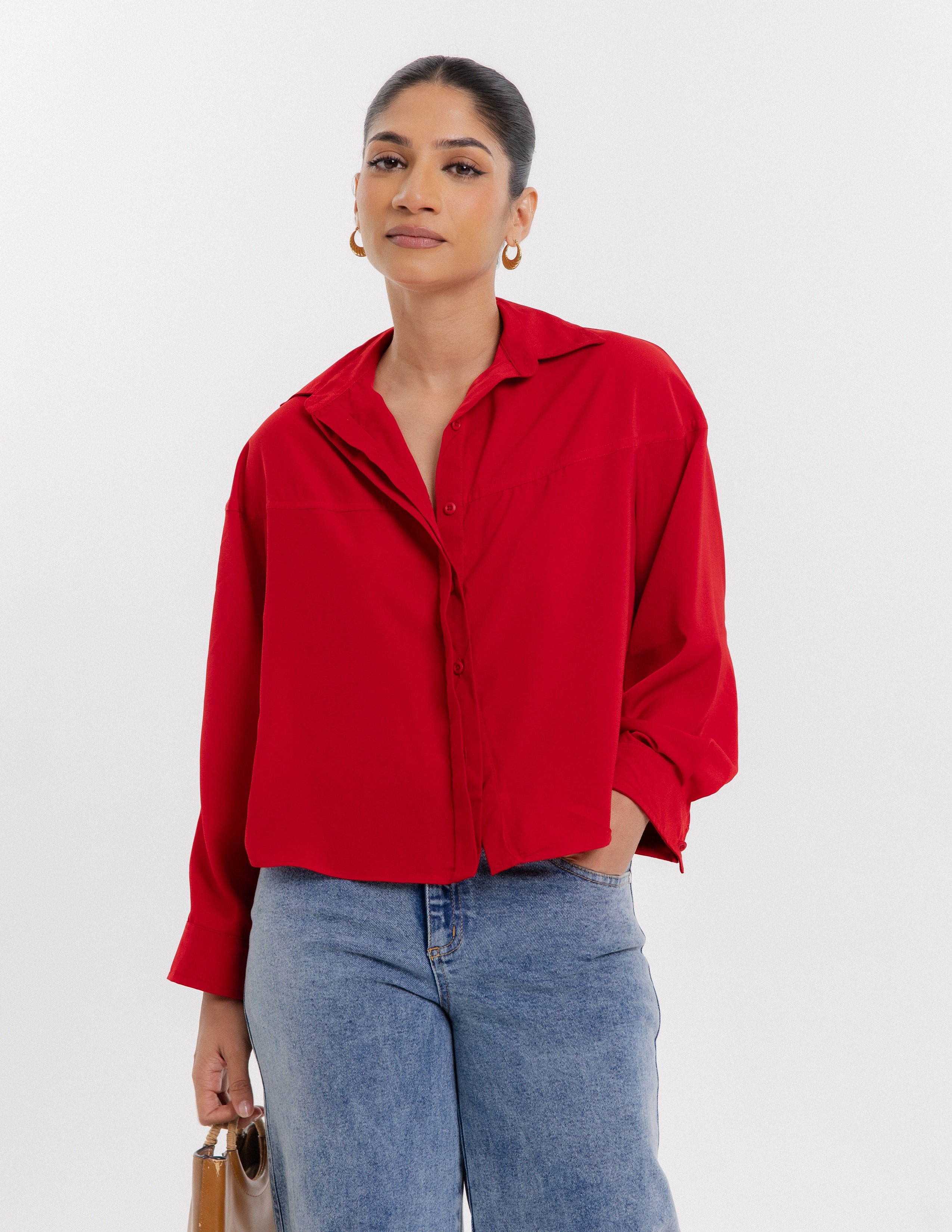 Button Down Crop Shirt
