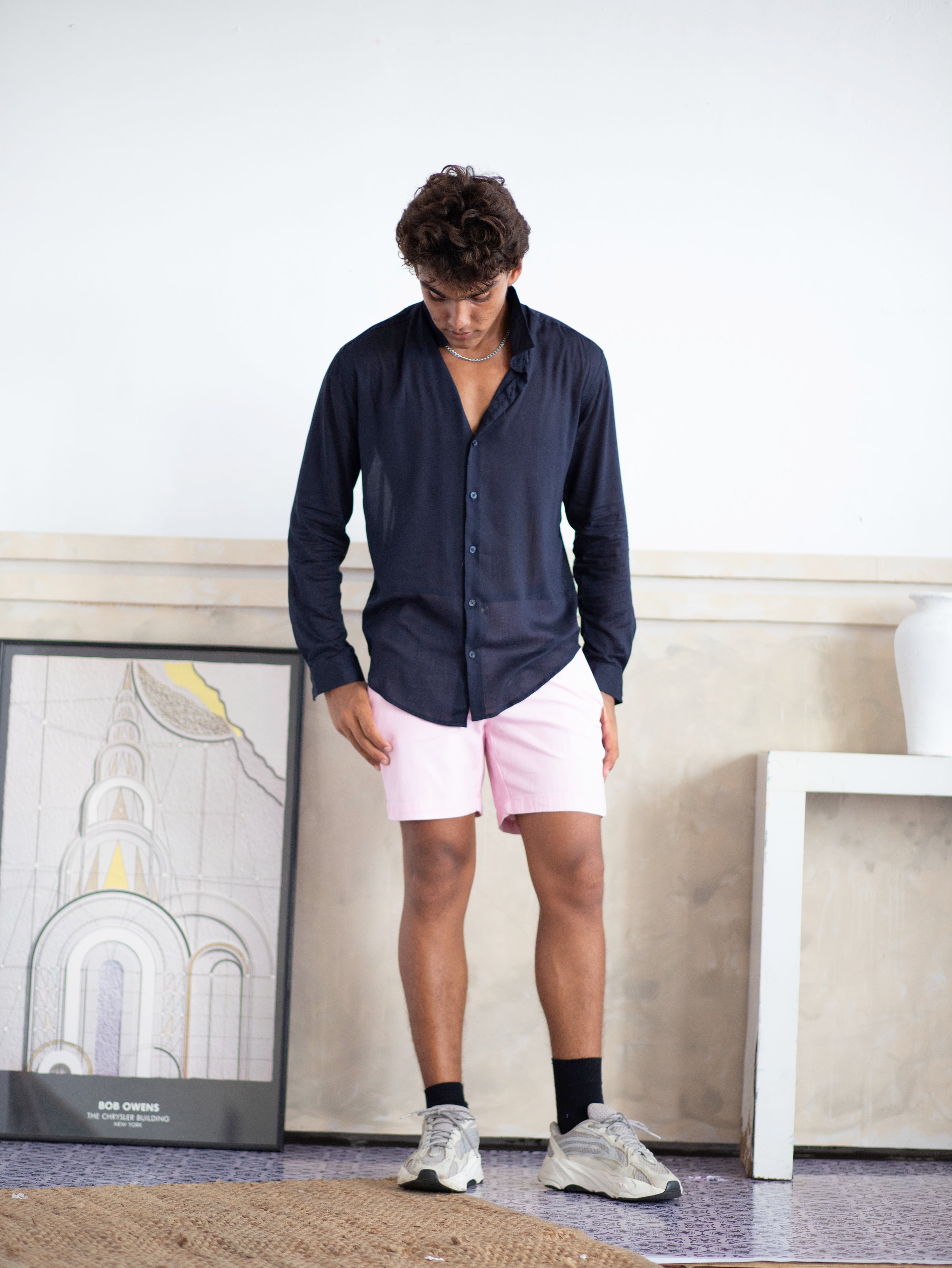 Regular fit L/S regular collar shirt