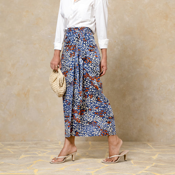 Printed Midi Wrap Skirt