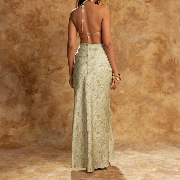 Printed Bias Maxi Skirt