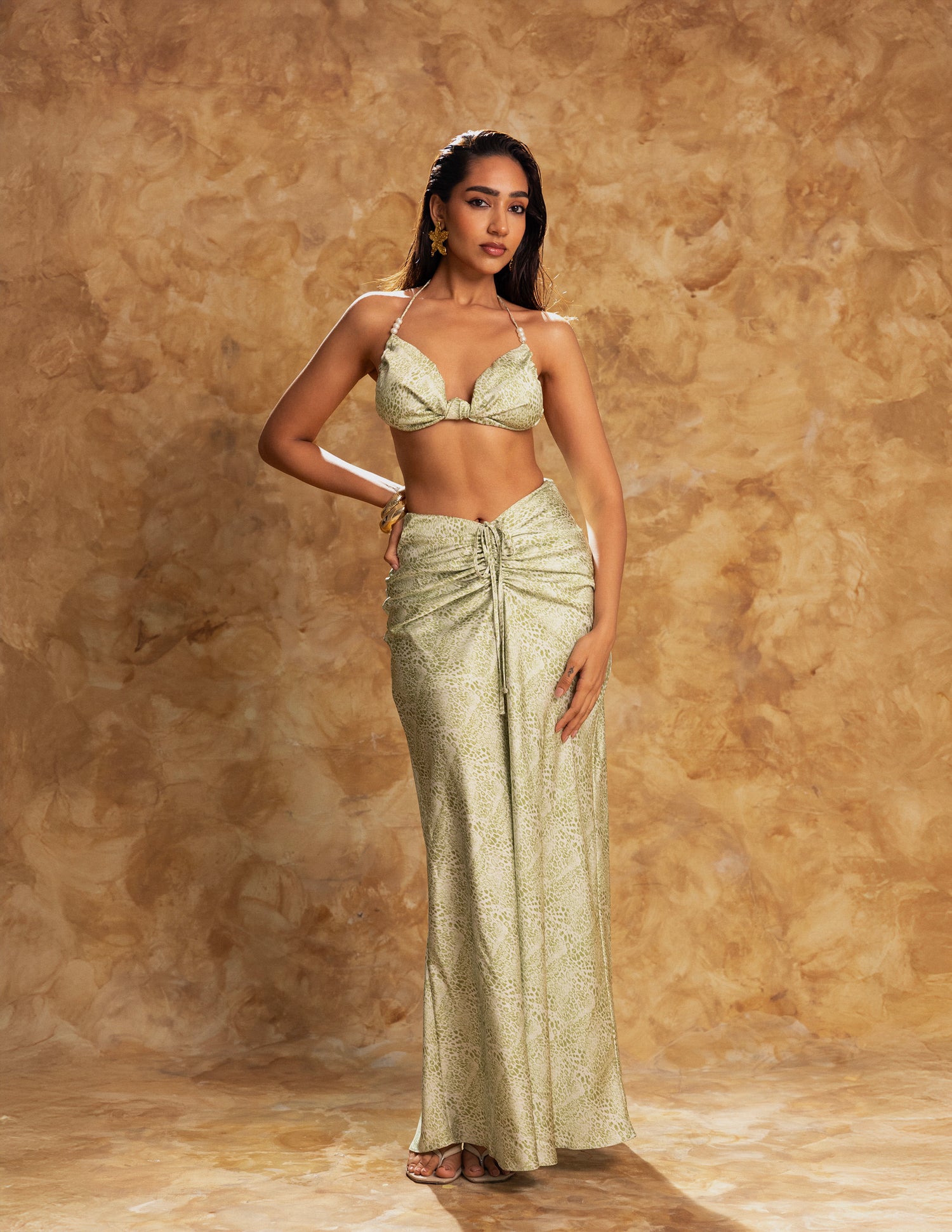 Printed Bias Maxi Skirt