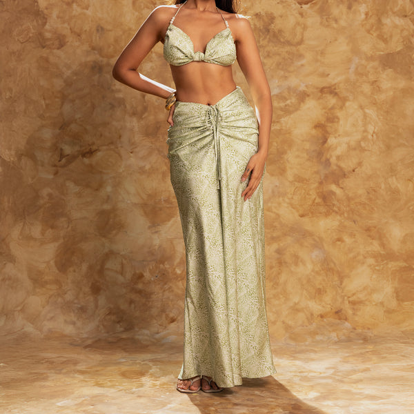 Printed Bias Maxi Skirt