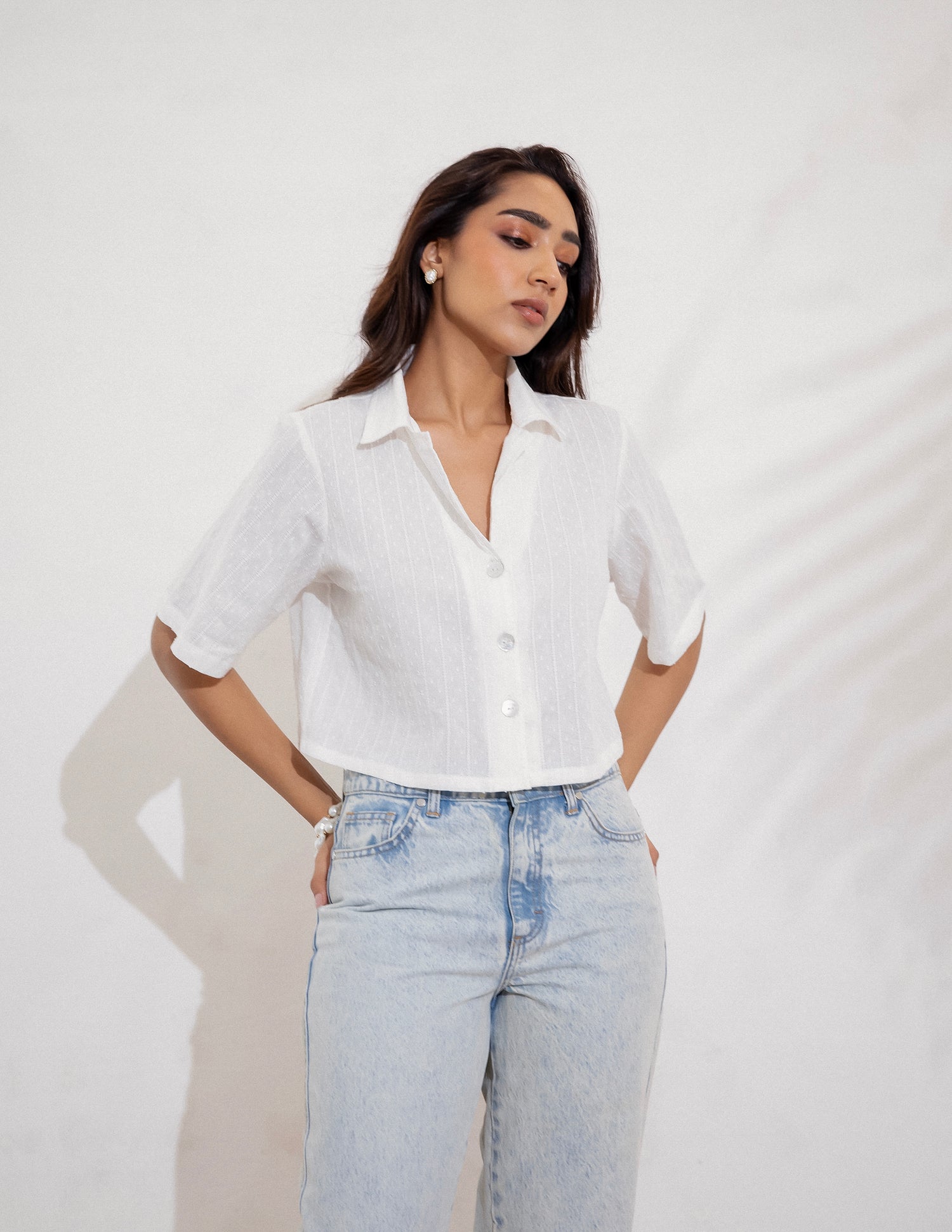 Button Down Crop Shirt