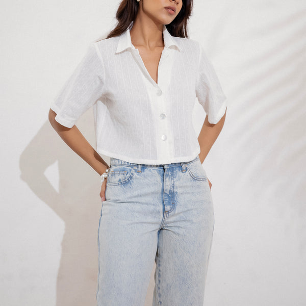 Button Down Crop Shirt