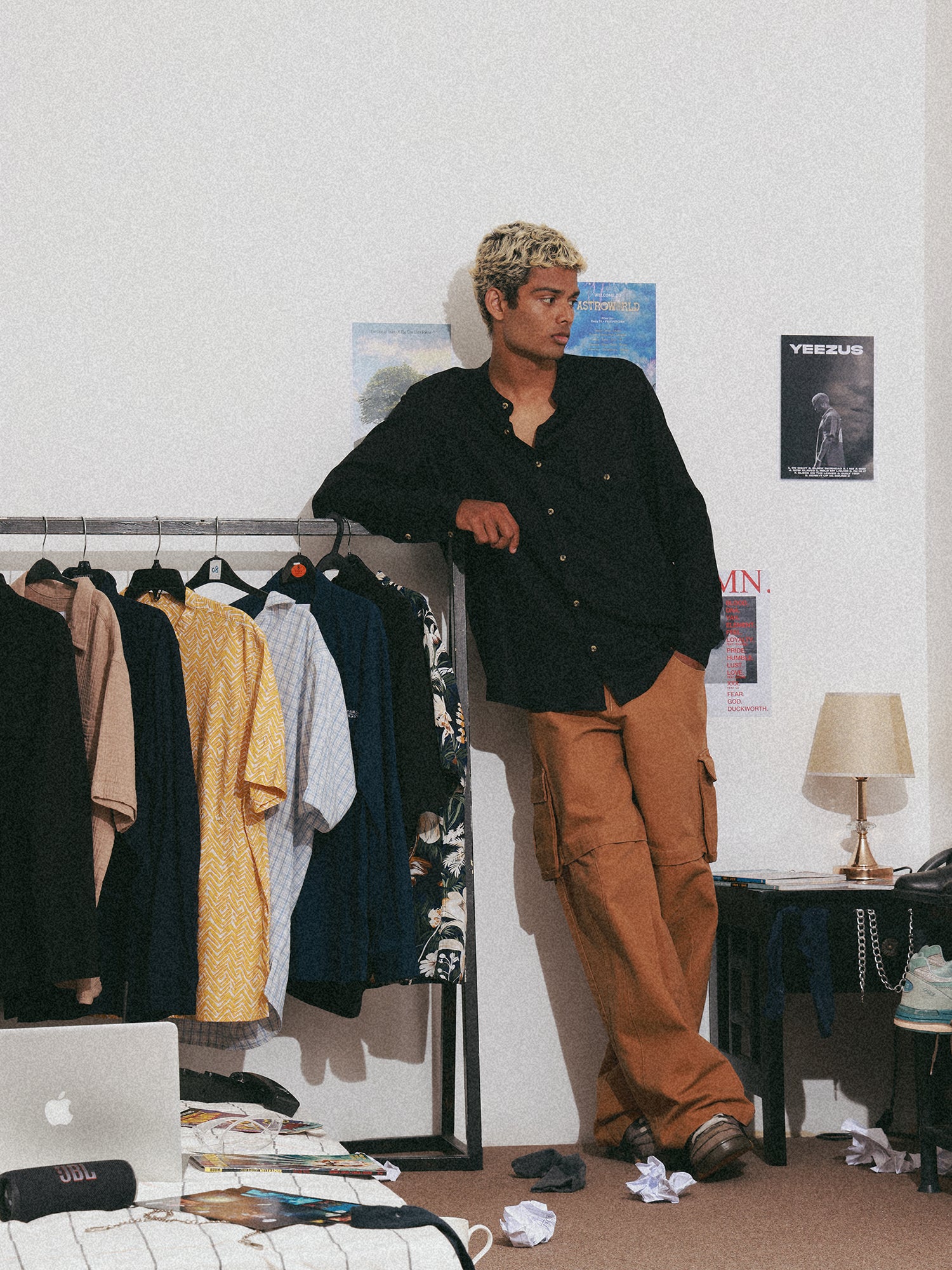 Seam detail oversize rayon shirt