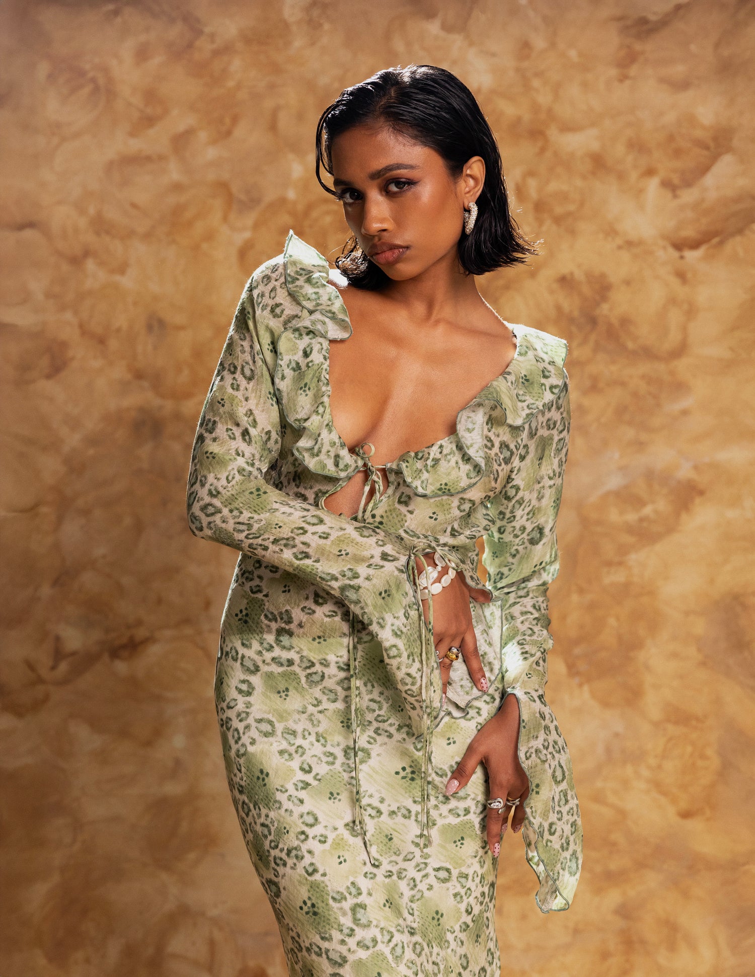 Printed Bias Maxi Dress