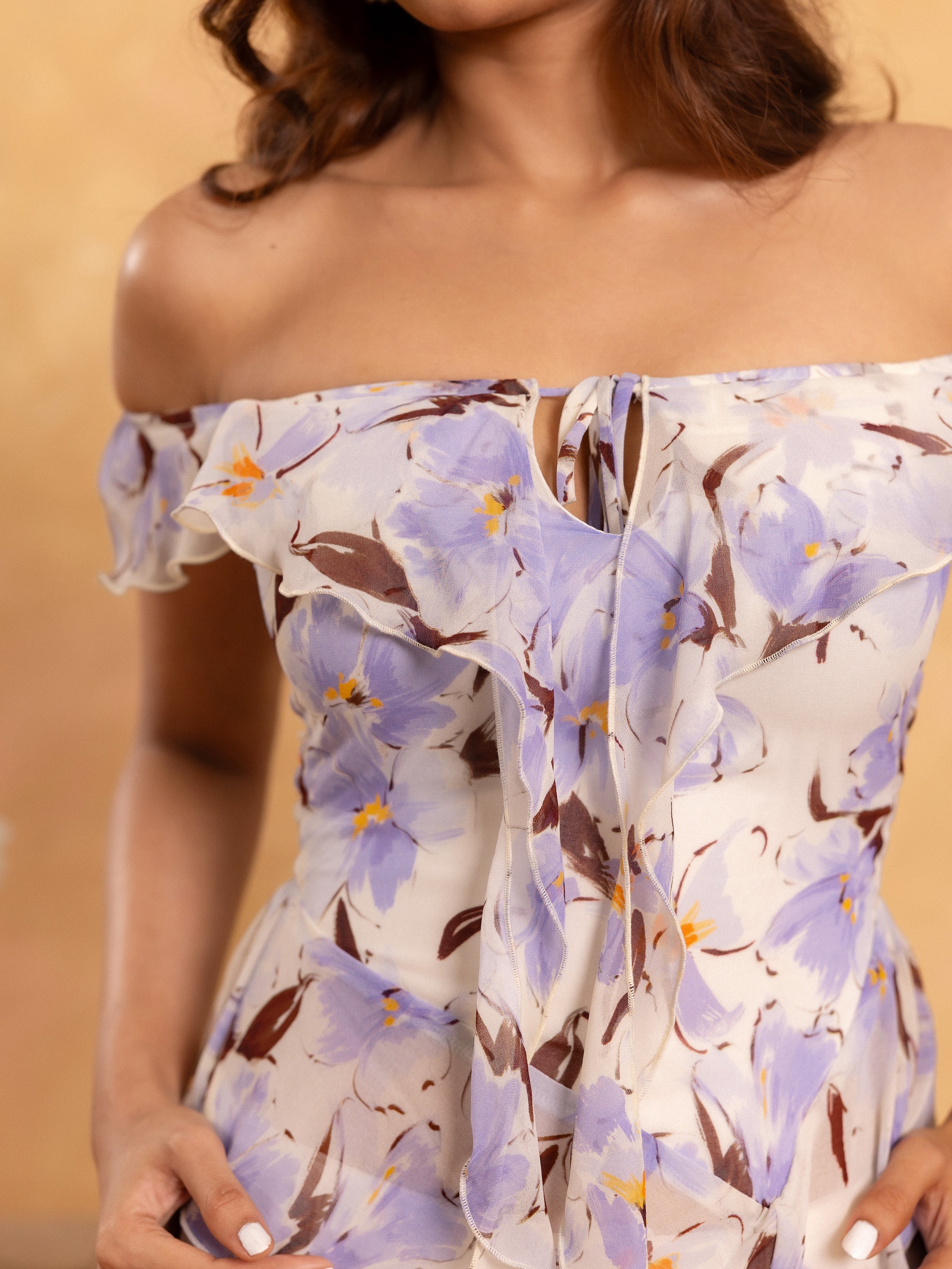 Printed Frill Detailed Top