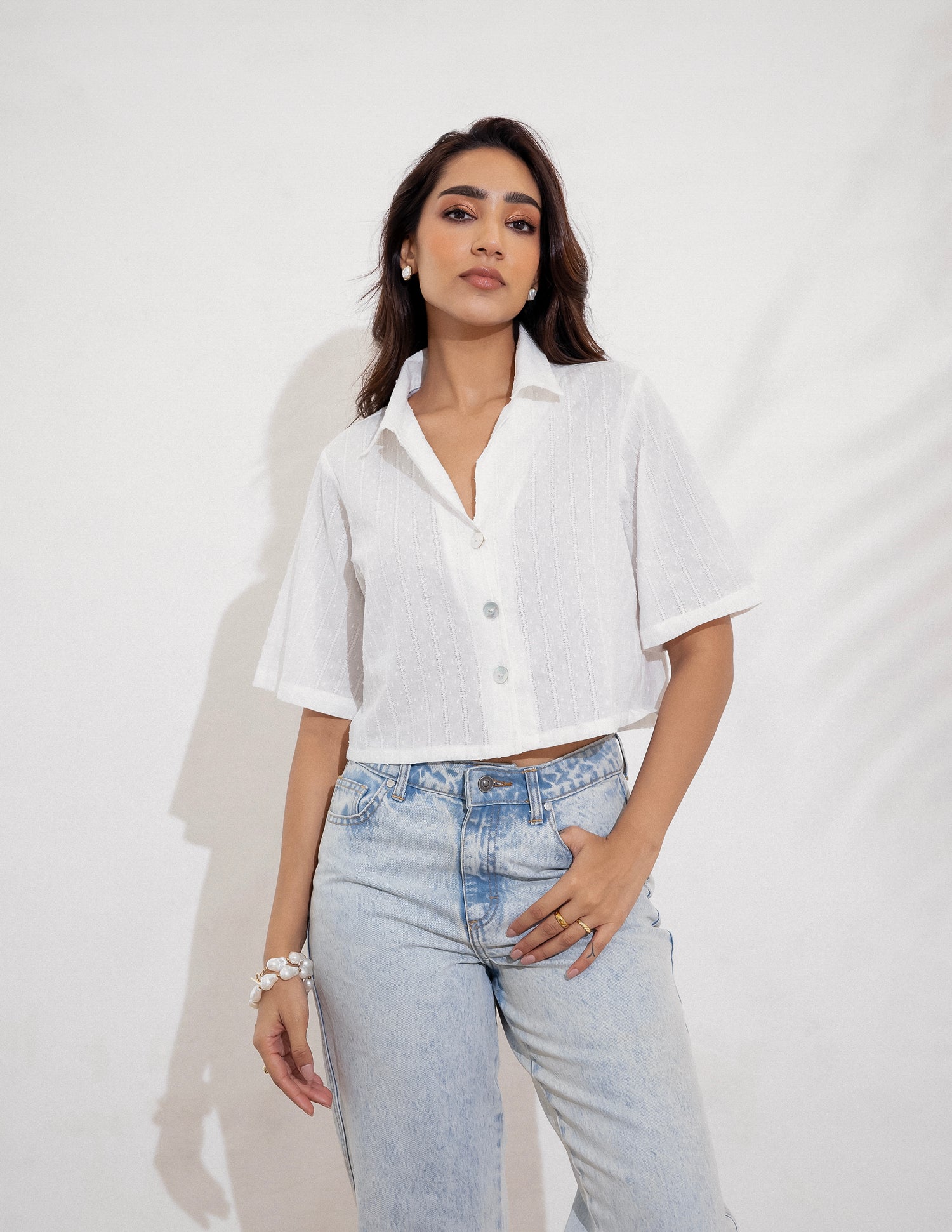 Button Down Crop Shirt