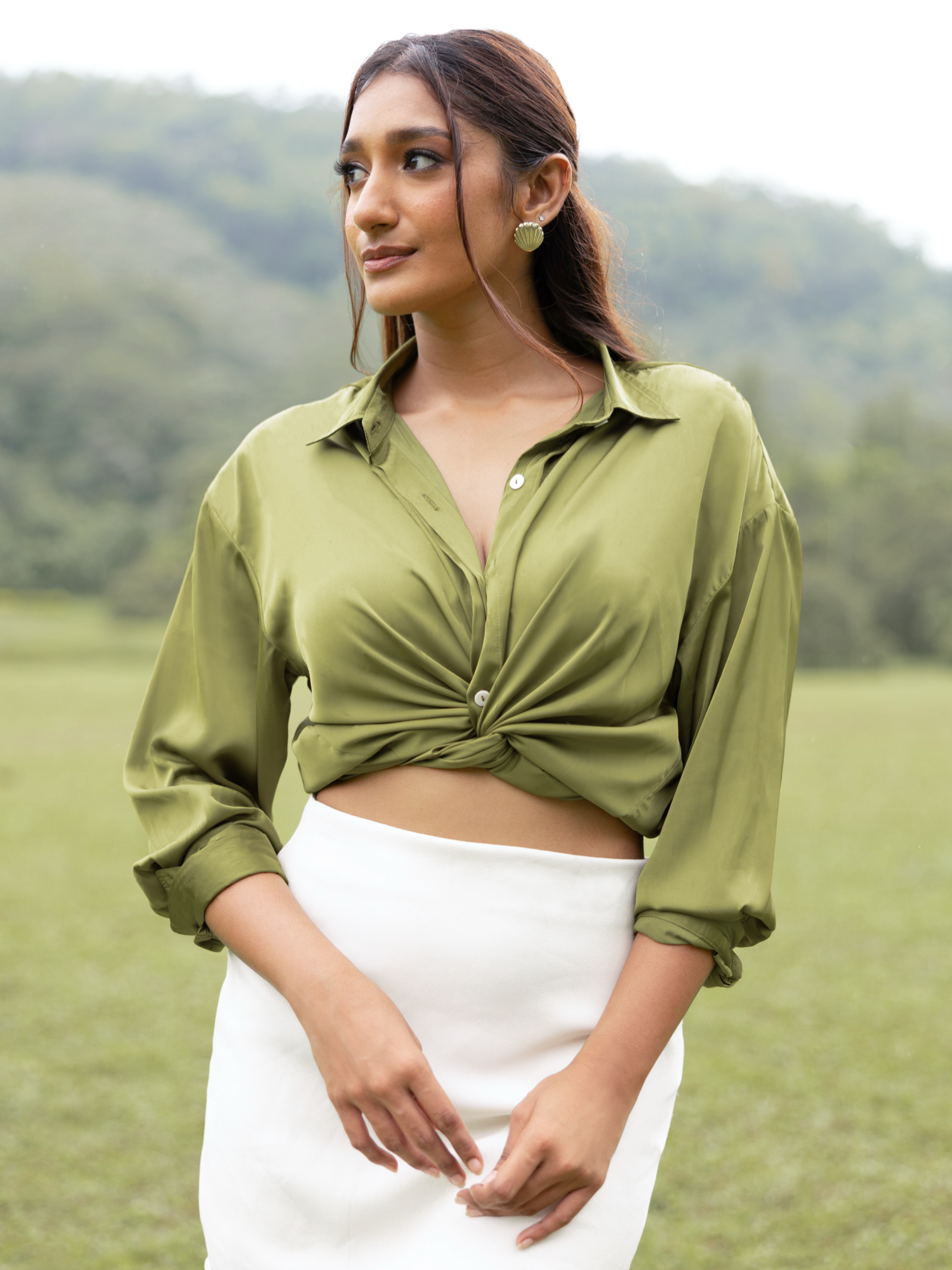 Button Down Oversized Satin Shirt