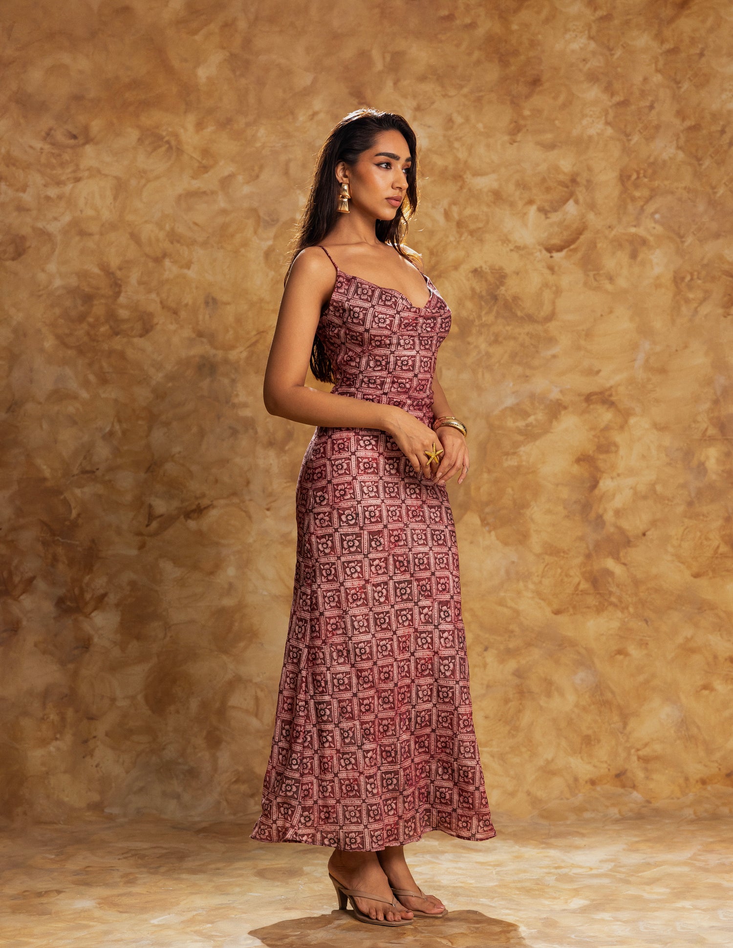 Printed Cowl Neck Dress