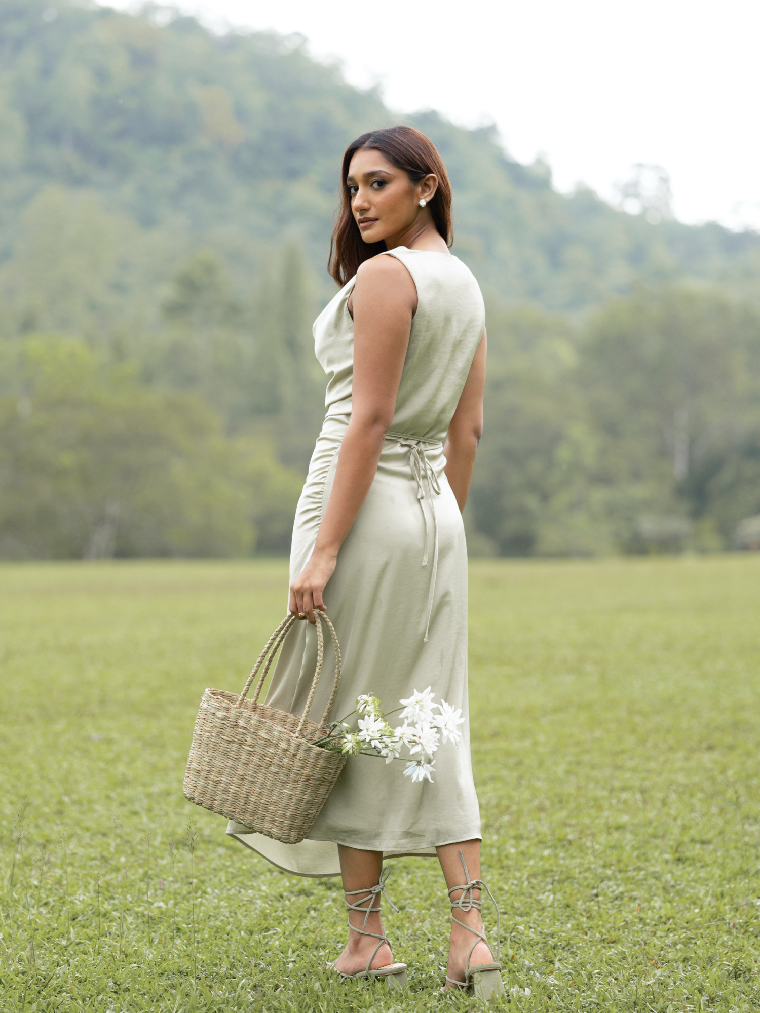 Ruch Detailed Cowl Neck Midi Dress