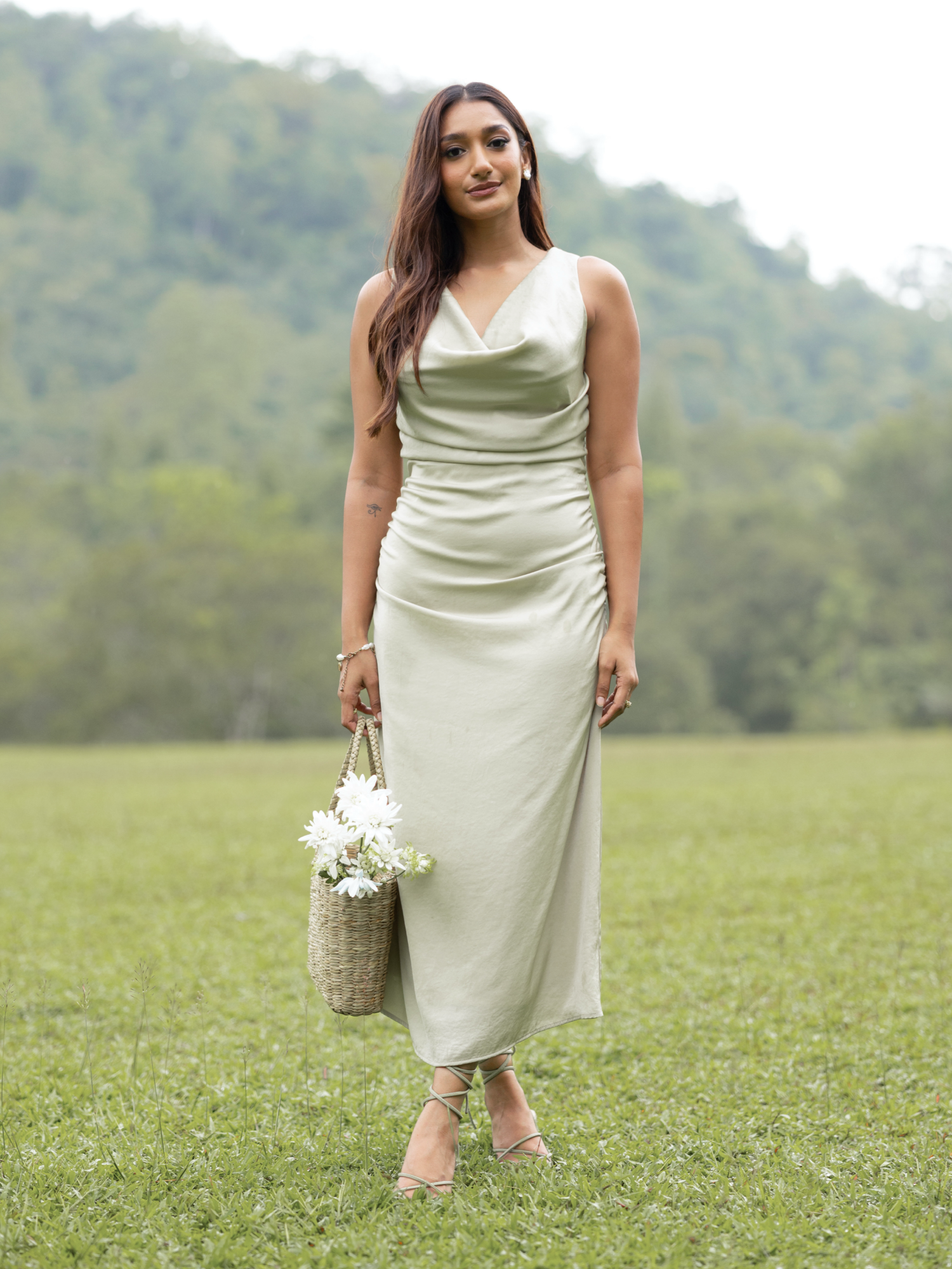 Ruch Detailed Cowl Neck Midi Dress