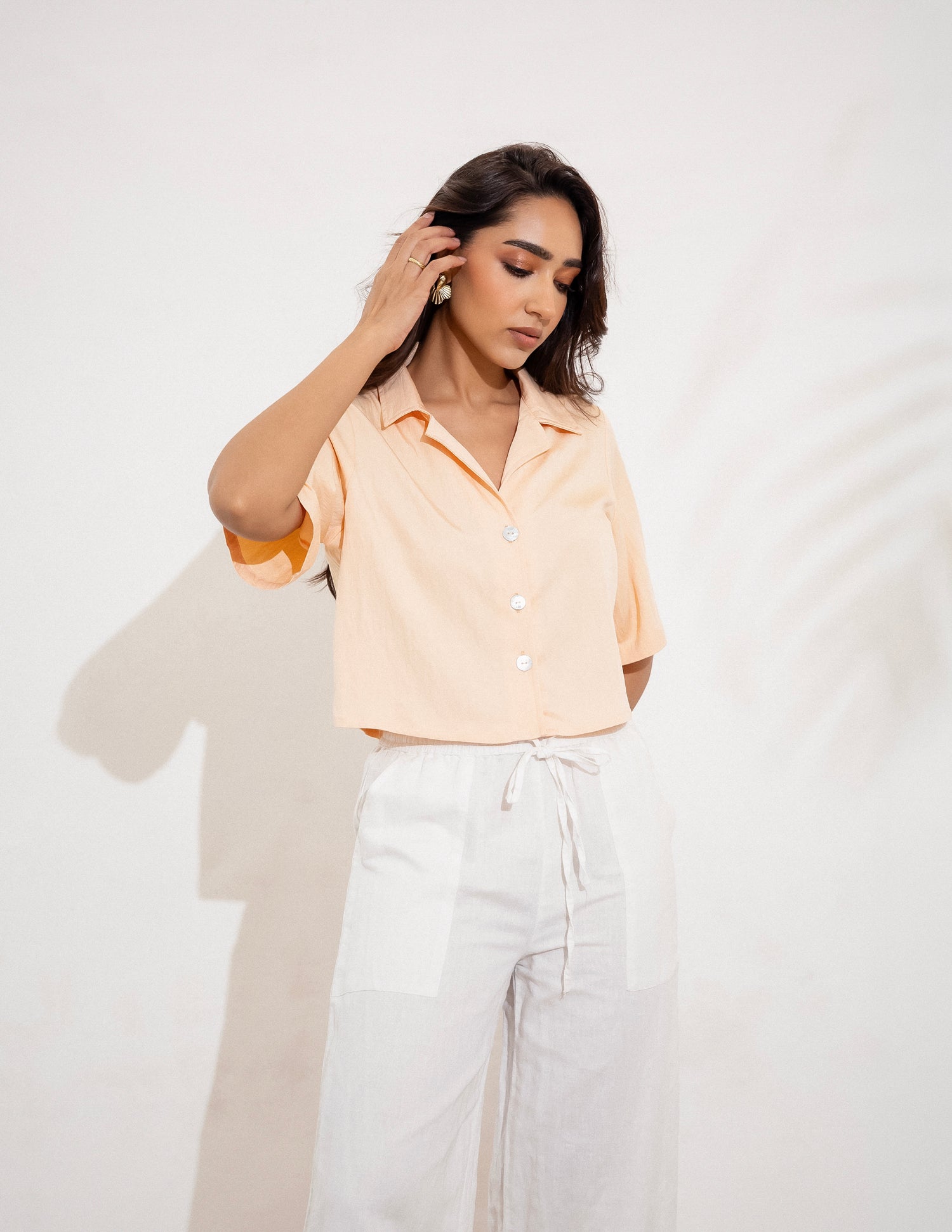 Button Down Crop Shirt