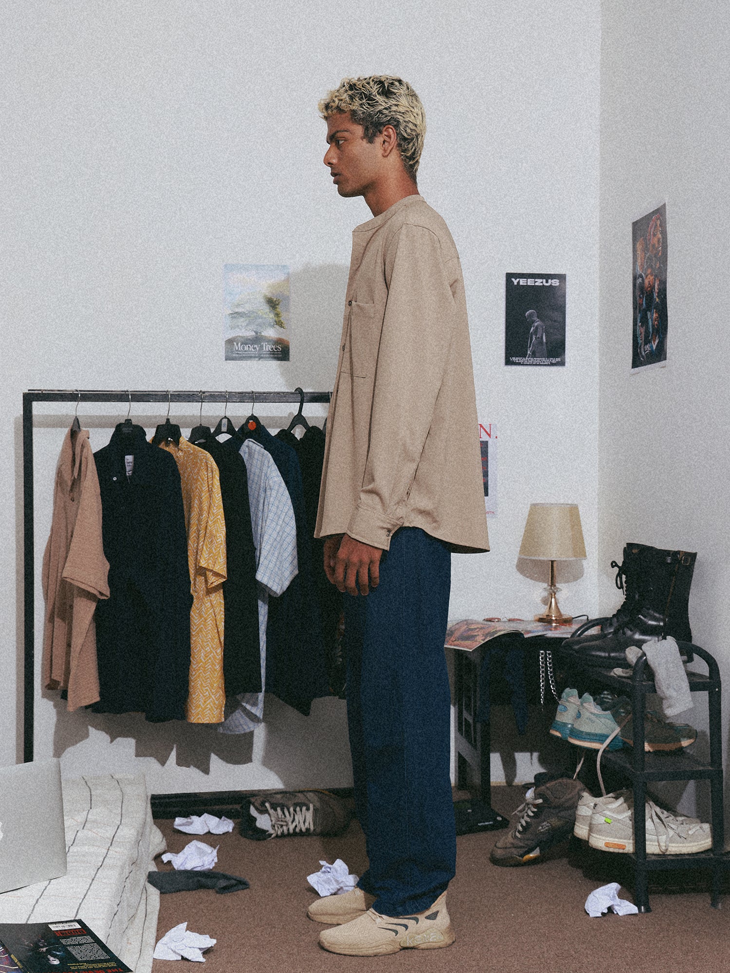 Cut and sew detailed double chest pocket shirt