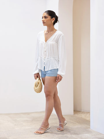 Lace Detail Front Tieup Top