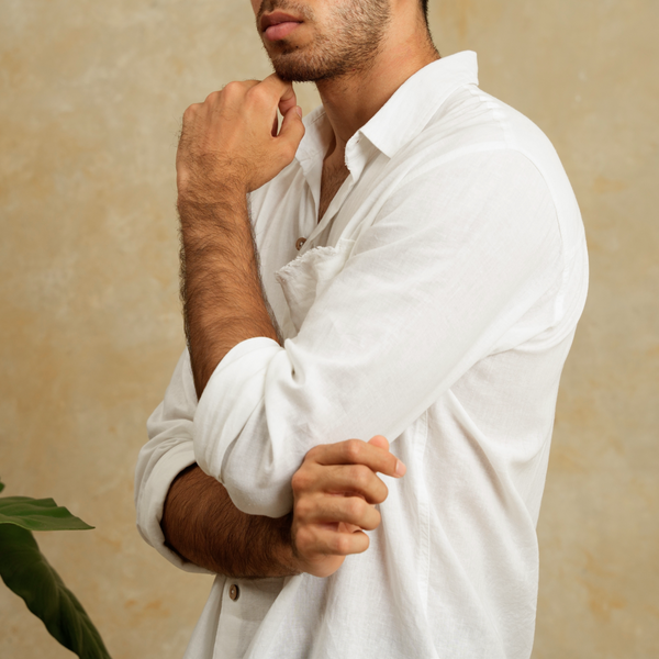 Raw edge pocket detail shirt