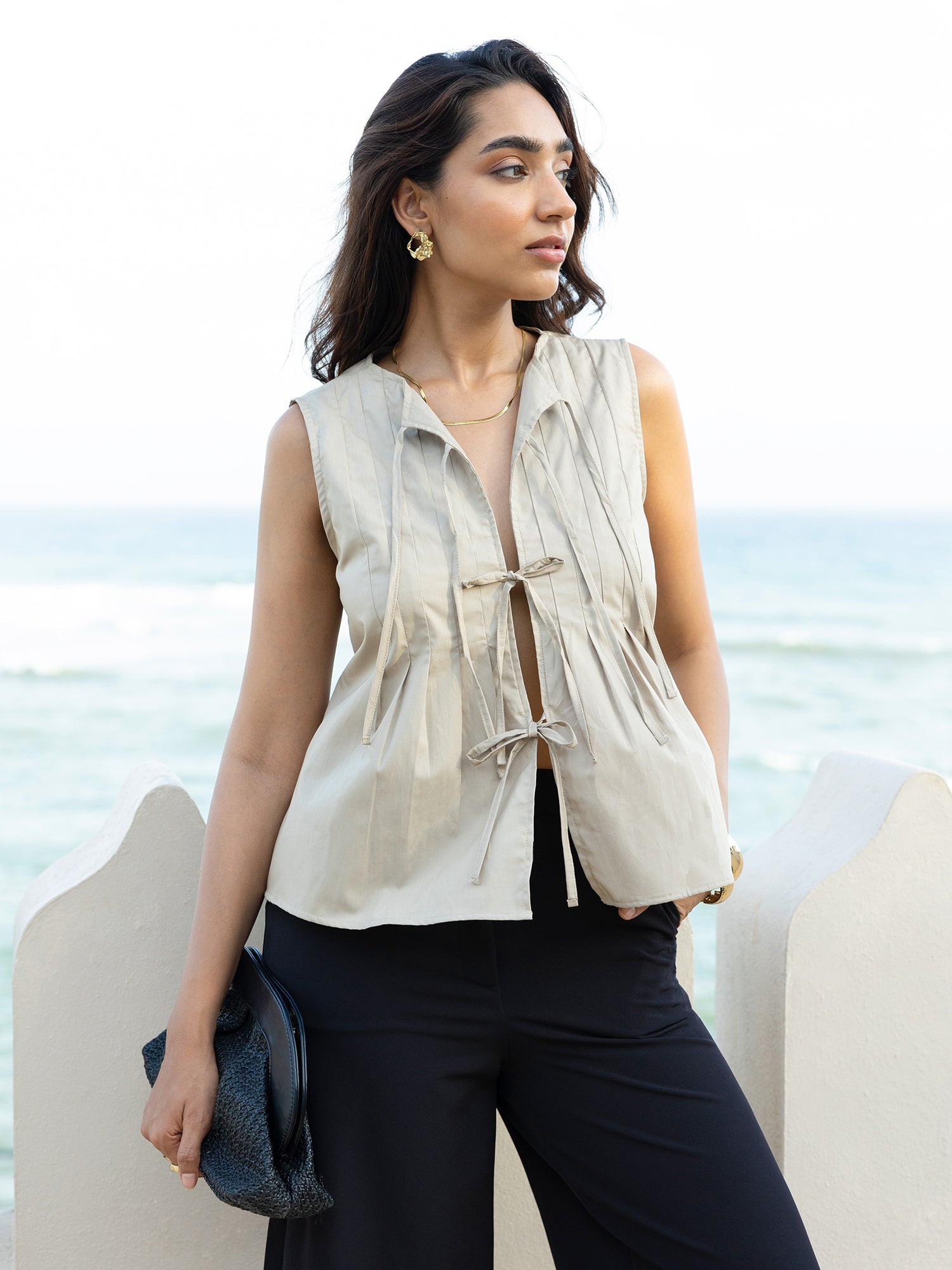 Front Tie Up Sleeveless Top