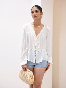 Lace Detail Front Tieup Top