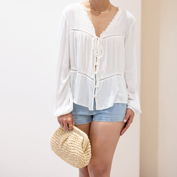 Lace Detail Front Tieup Top