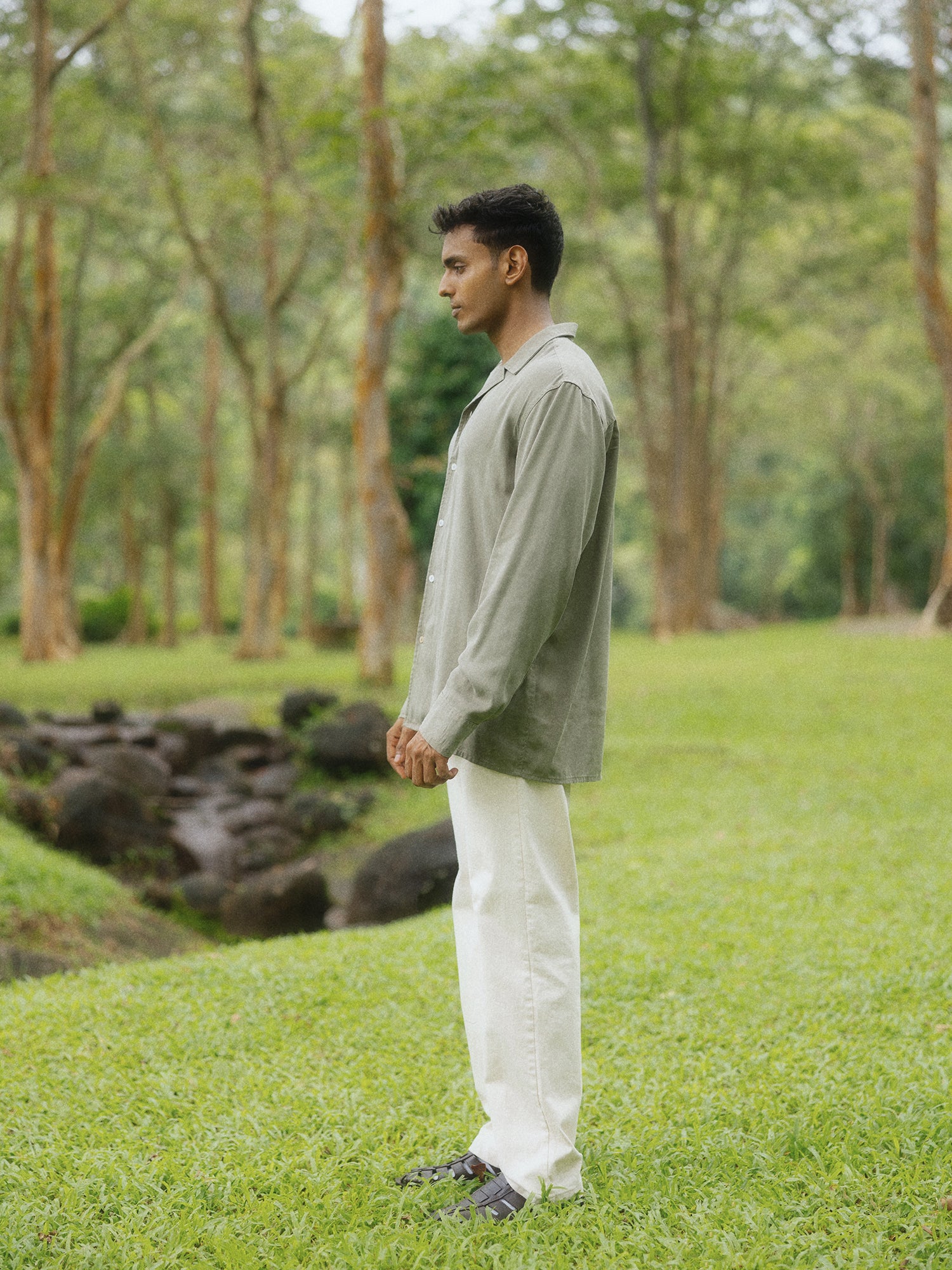 Oversized camp collar shirt