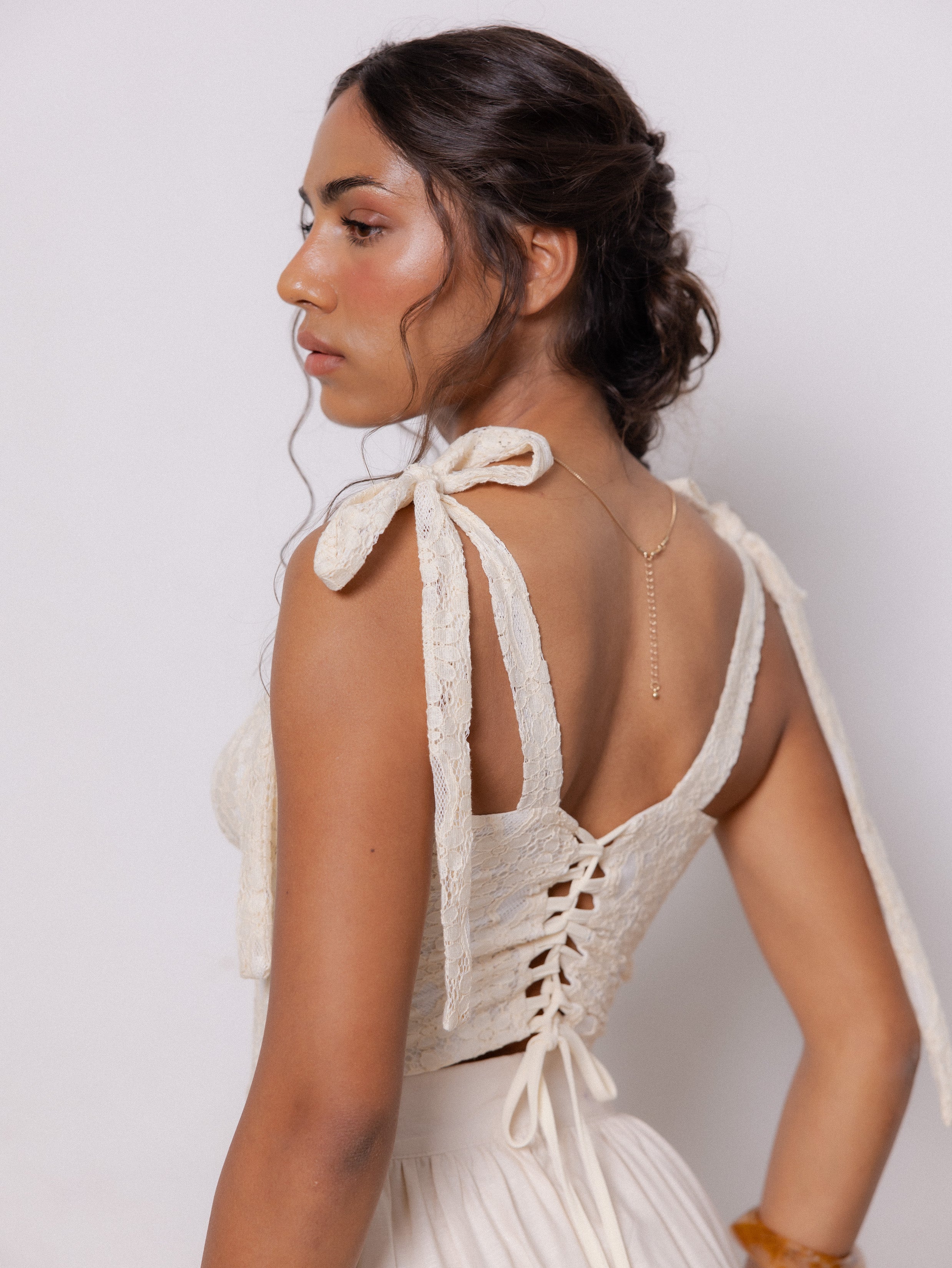 Shoulder Tie Up Bustier Corset Top