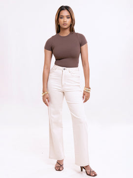 Sage High Neck Fitted Crop Top