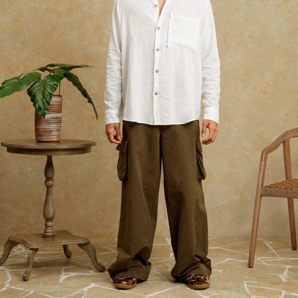 Raw edge pocket detail shirt