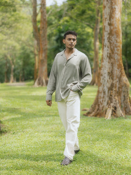Oversized camp collar shirt