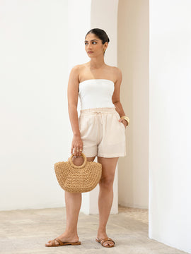 Waist Elasticated Front Tie Up Short
