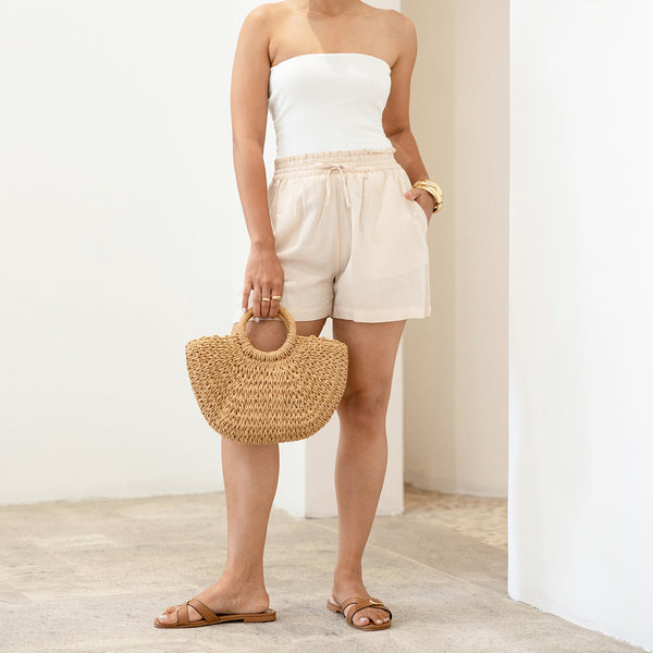 Waist Elasticated Front Tie Up Short
