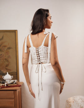 Thick Strap Shoulder Tie Up Corset Top