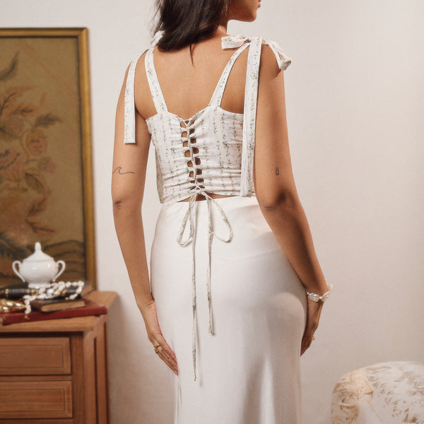 Thick Strap Shoulder Tie Up Corset Top