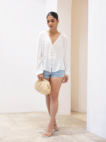 Lace Detail Front Tieup Top