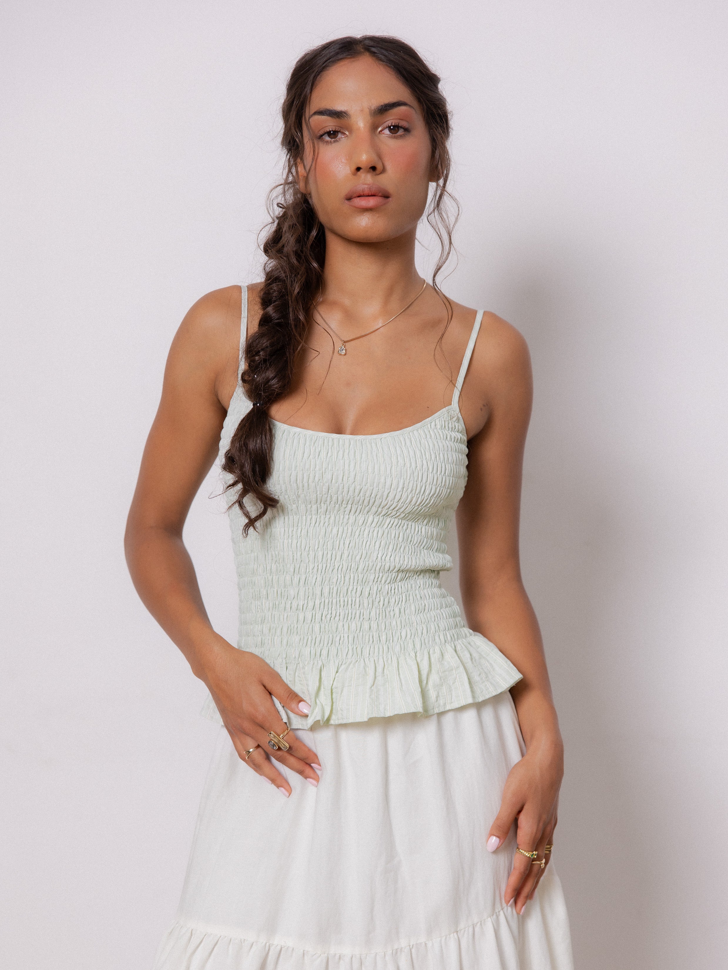 Sleeveless Fitted Smocking Top