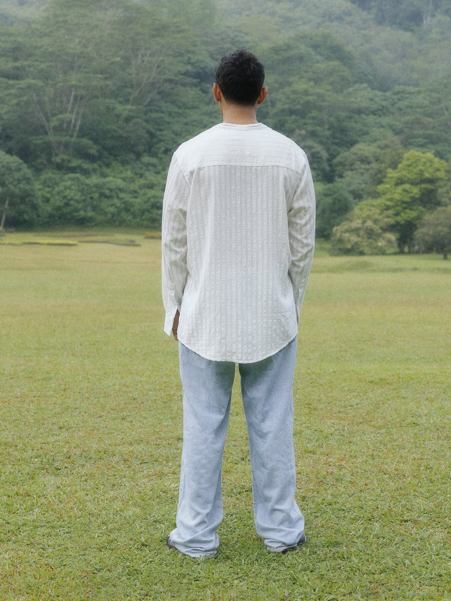 Chinese collar oversized shirt