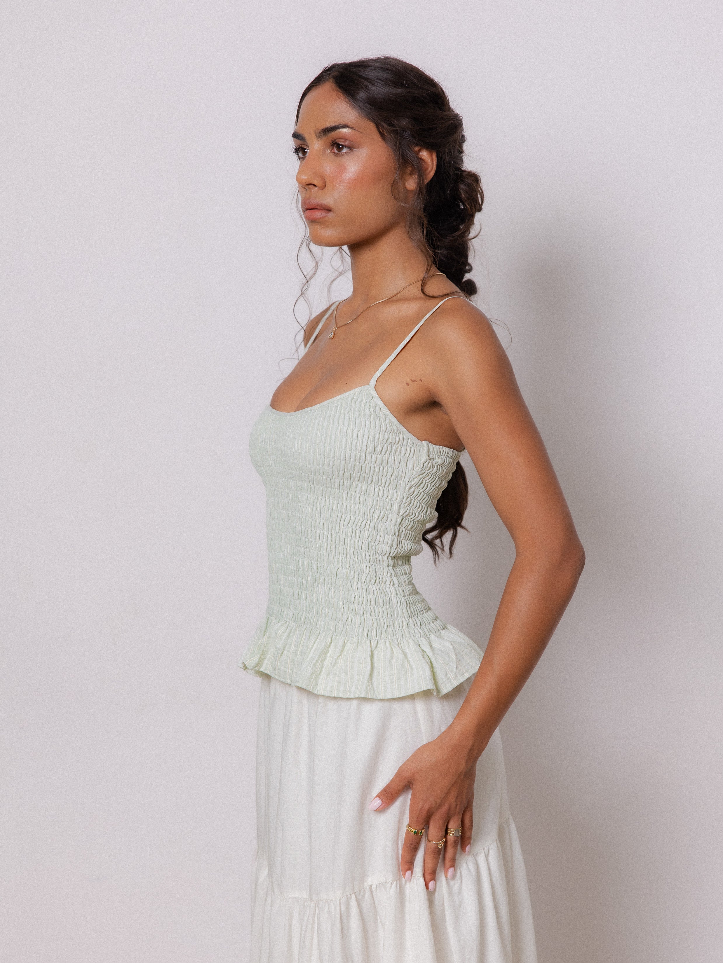 Sleeveless Fitted Smocking Top