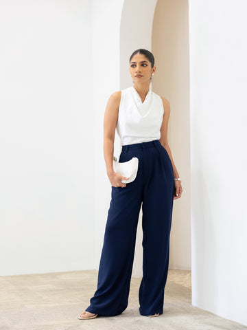 Pleat Detailed Wide Leg Pant