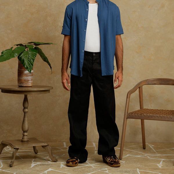 Chinese collar regular fit shirt