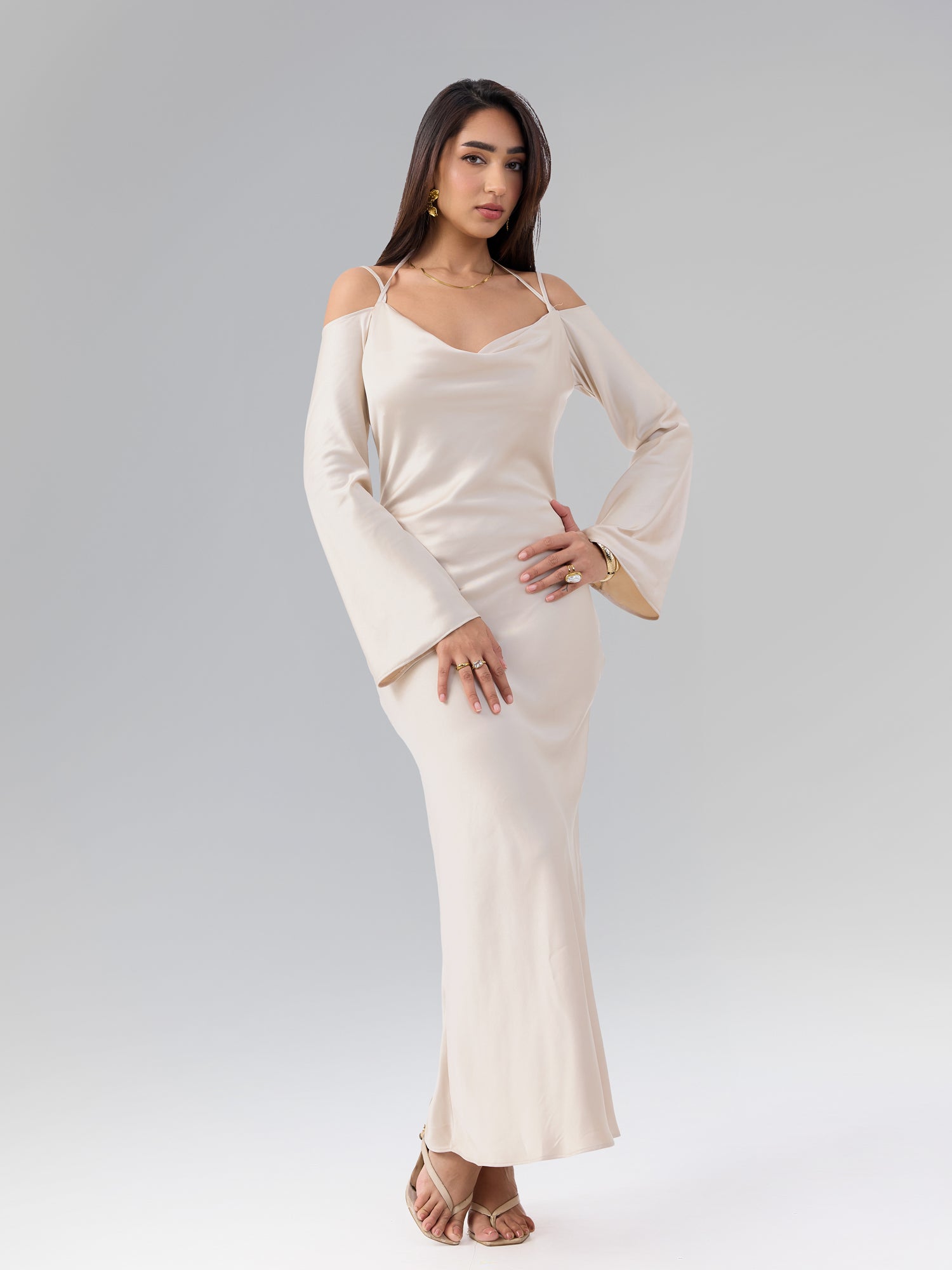 Long Sleeve Cowl Dress