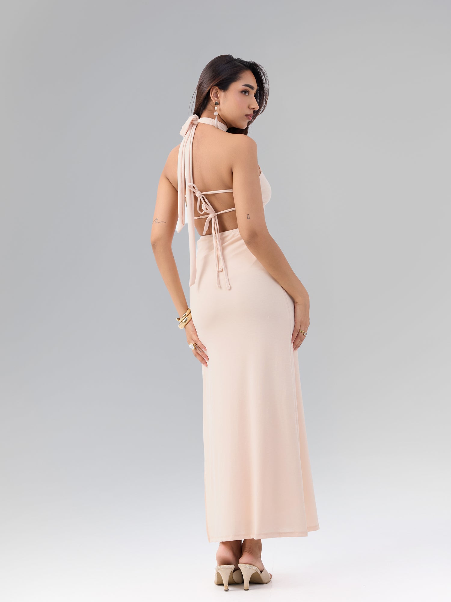 Halter Neck Side Slit Maxi Dress