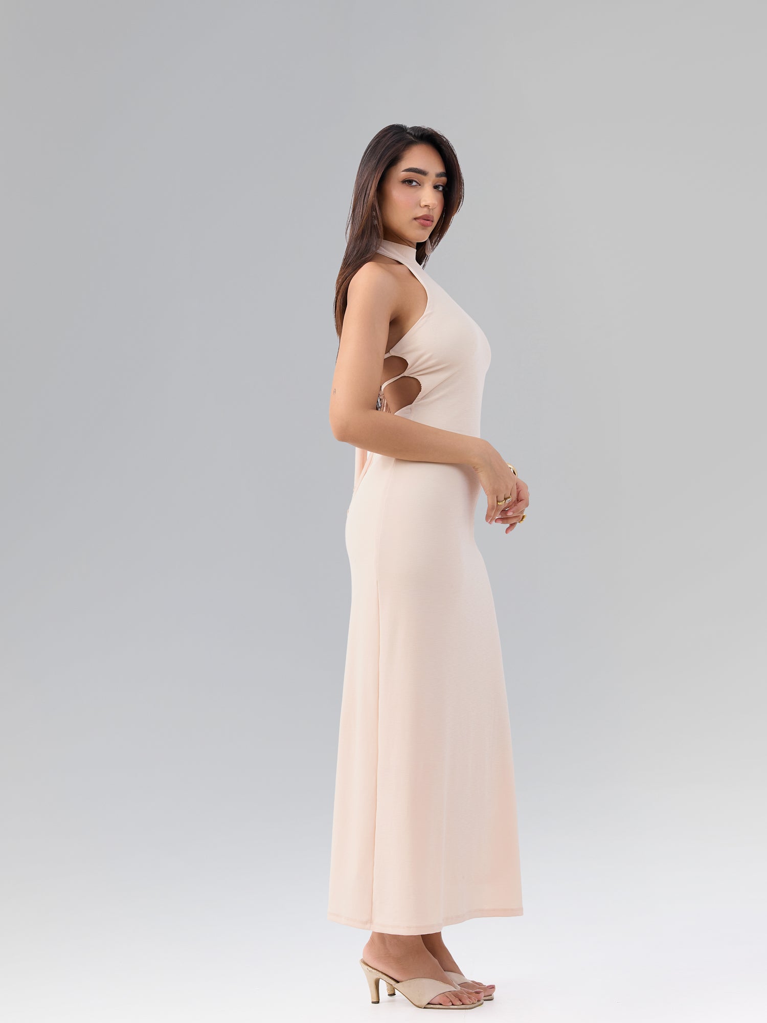Halter Neck Side Slit Maxi Dress
