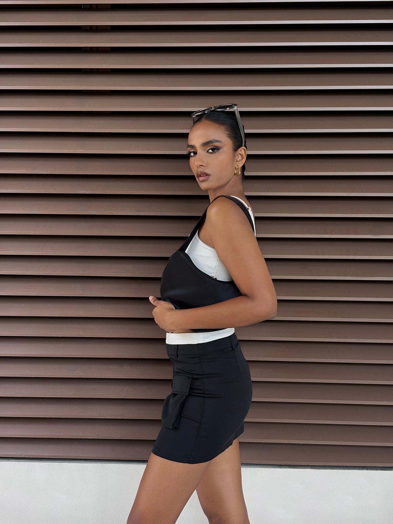 Contrast Waist Band Detailed Mini Skirt