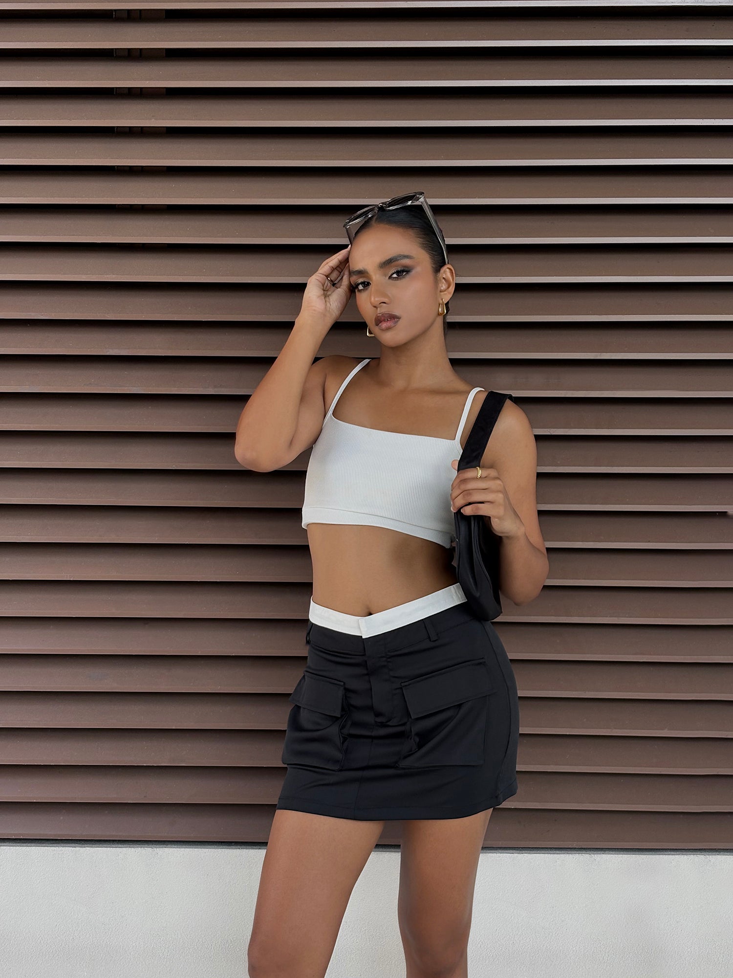 Contrast Waist Band Detailed Mini Skirt