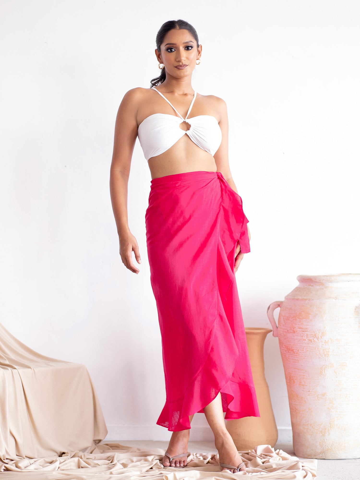 Bustier Detail Back Tie-Up Crop Top