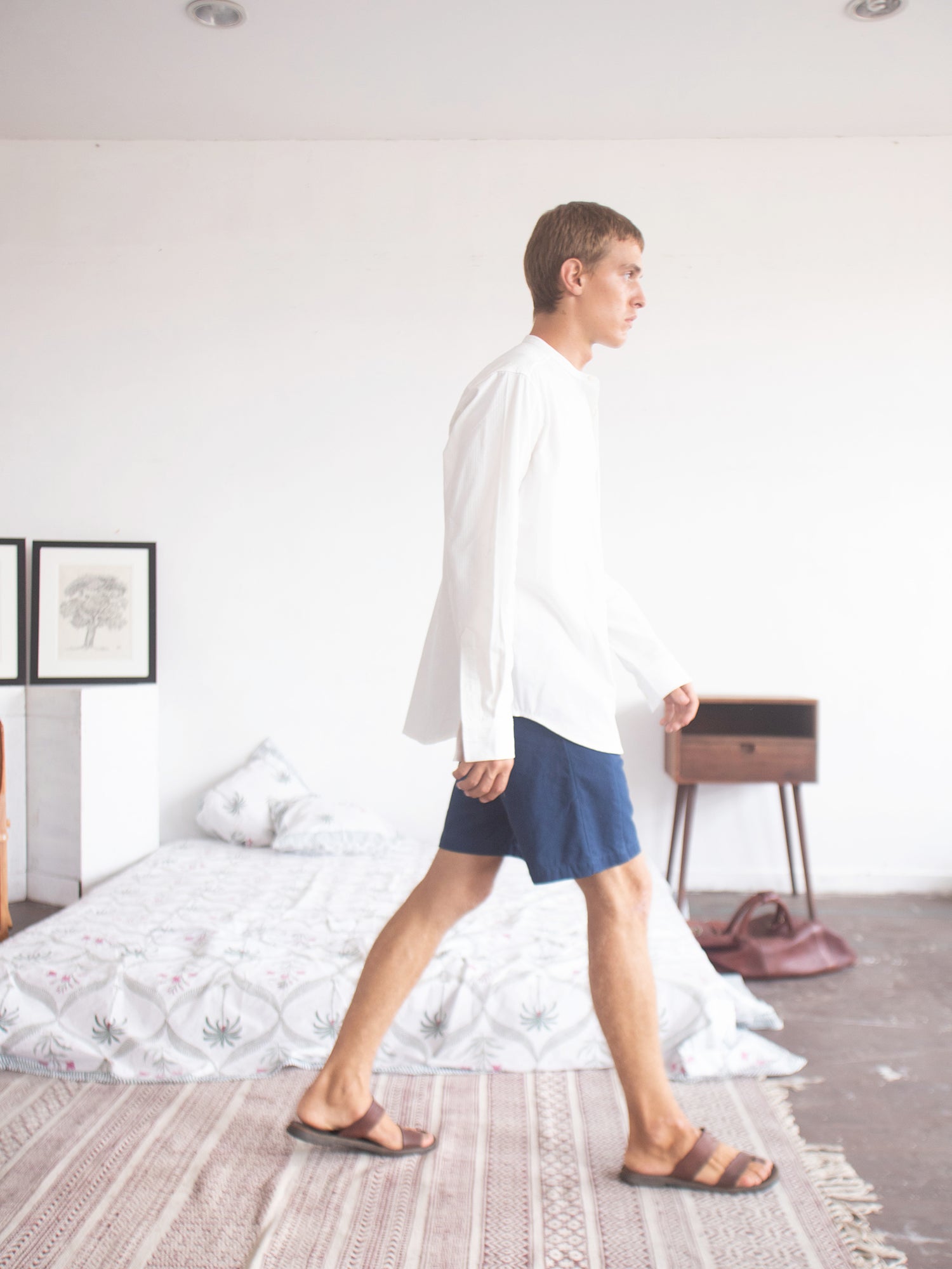 Long sleeve chinese collar shirt