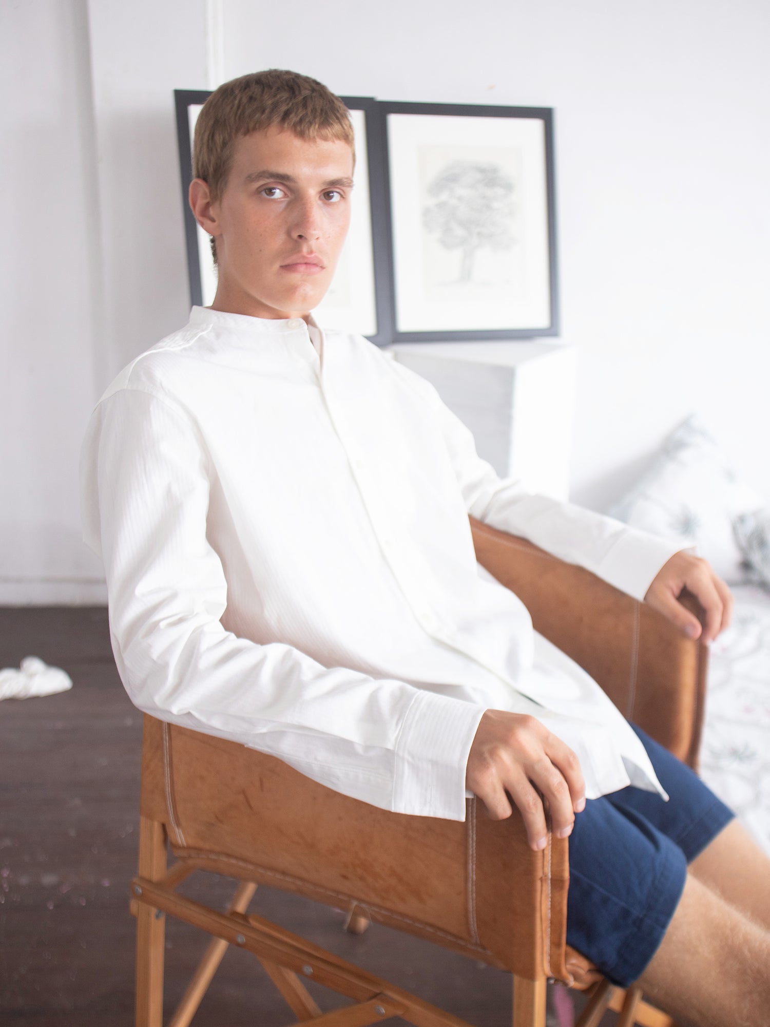 Long sleeve chinese collar shirt